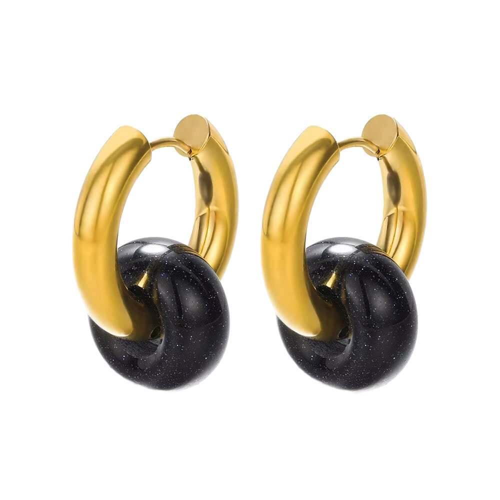 Erde - Obsidian Huggie Earrings