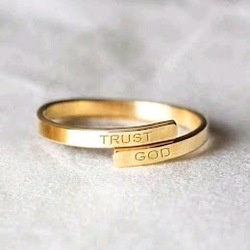 'Trust God' Gold Plated Stainless Steel Ring - from R95