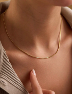 8K gold-plated stainless steel snake chain necklace for women